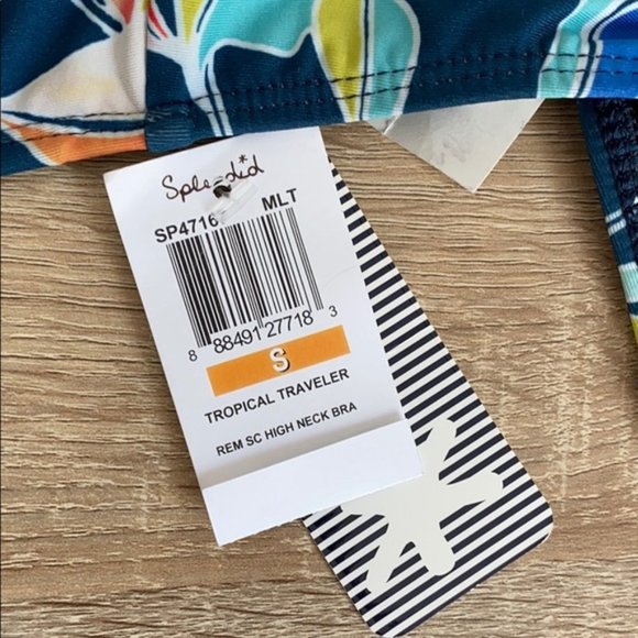 Splendid Womens Tropical Traveler High Neck Bra & Tab Side Pants Size Small - Picture 3 of 6